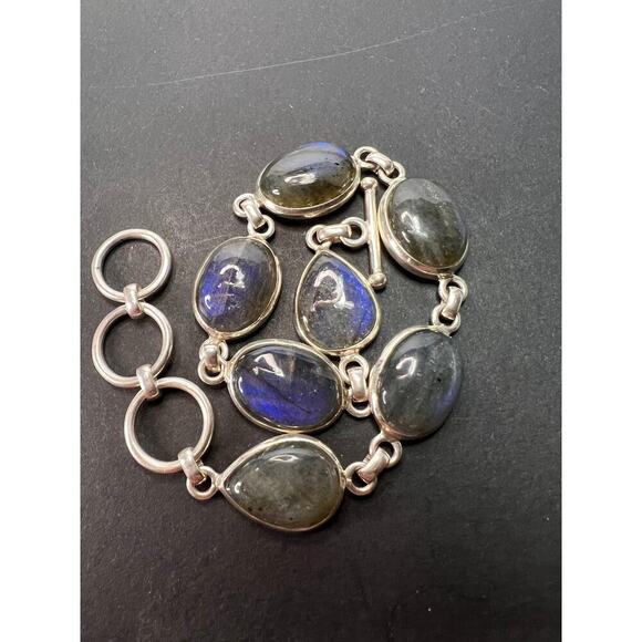 NEW Labradorite Sterling silver link toggle bracelet 9.25 inches - Picture 1 of 10